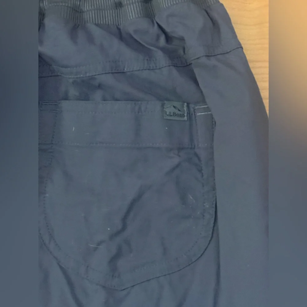Women’s LL Bean Size XL Nylon Athletic PullOn Pants Drawstring Dark Gray pockets